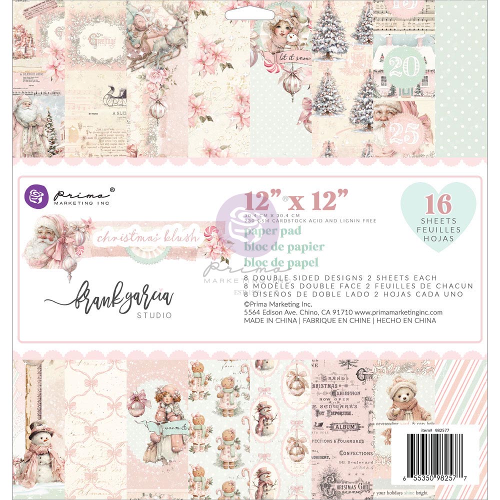PRE-ORDER Prima Marketing & Frank Garcia Christmas Blush 12x12 Paper Pad