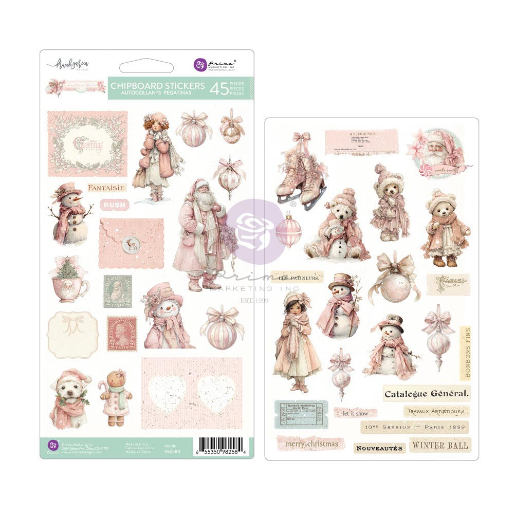 PRE-ORDER Prima Marketing & Frank Garcia Christmas Blush Chipboard Stickers