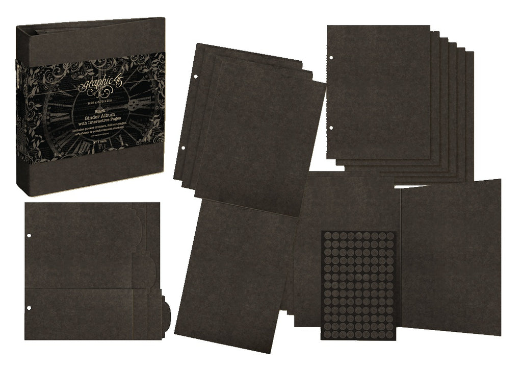 Graphic 45 Binder Album with Interactive Pages - Black