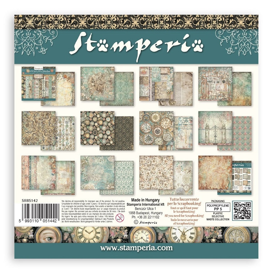 Stamperia Gardens of Time 8x8 Backgrounds Paper Pad
