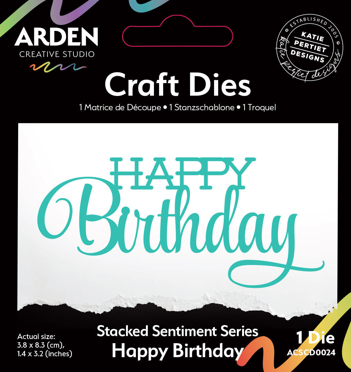 Arden Creative Studio Sentiment Series Stacked Happy Birthday Die