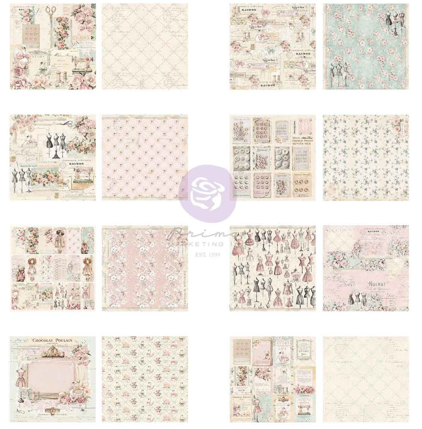 Prima Marketing Frank Garcia Buttons and Keepsakes 12x12 Paper Pad