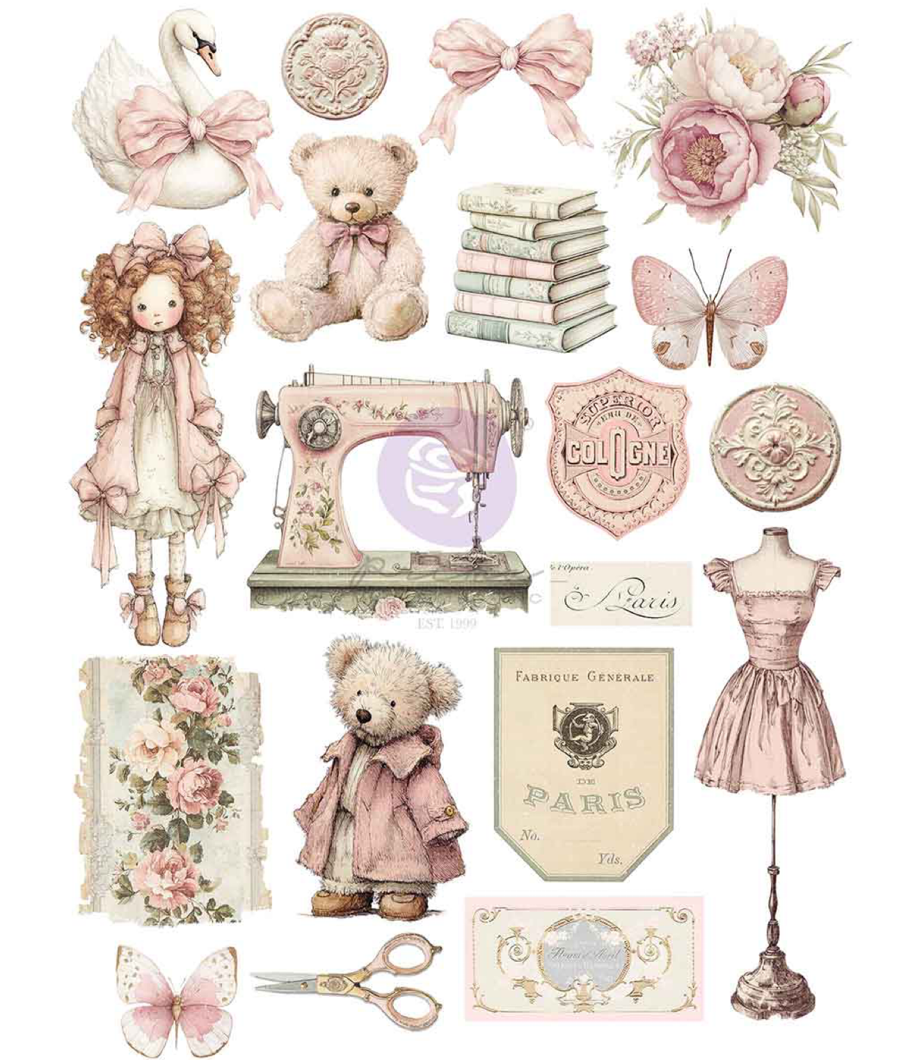 Prima Marketing Frank Garcia Buttons and Keepsakes A4 Rub-On Transfers