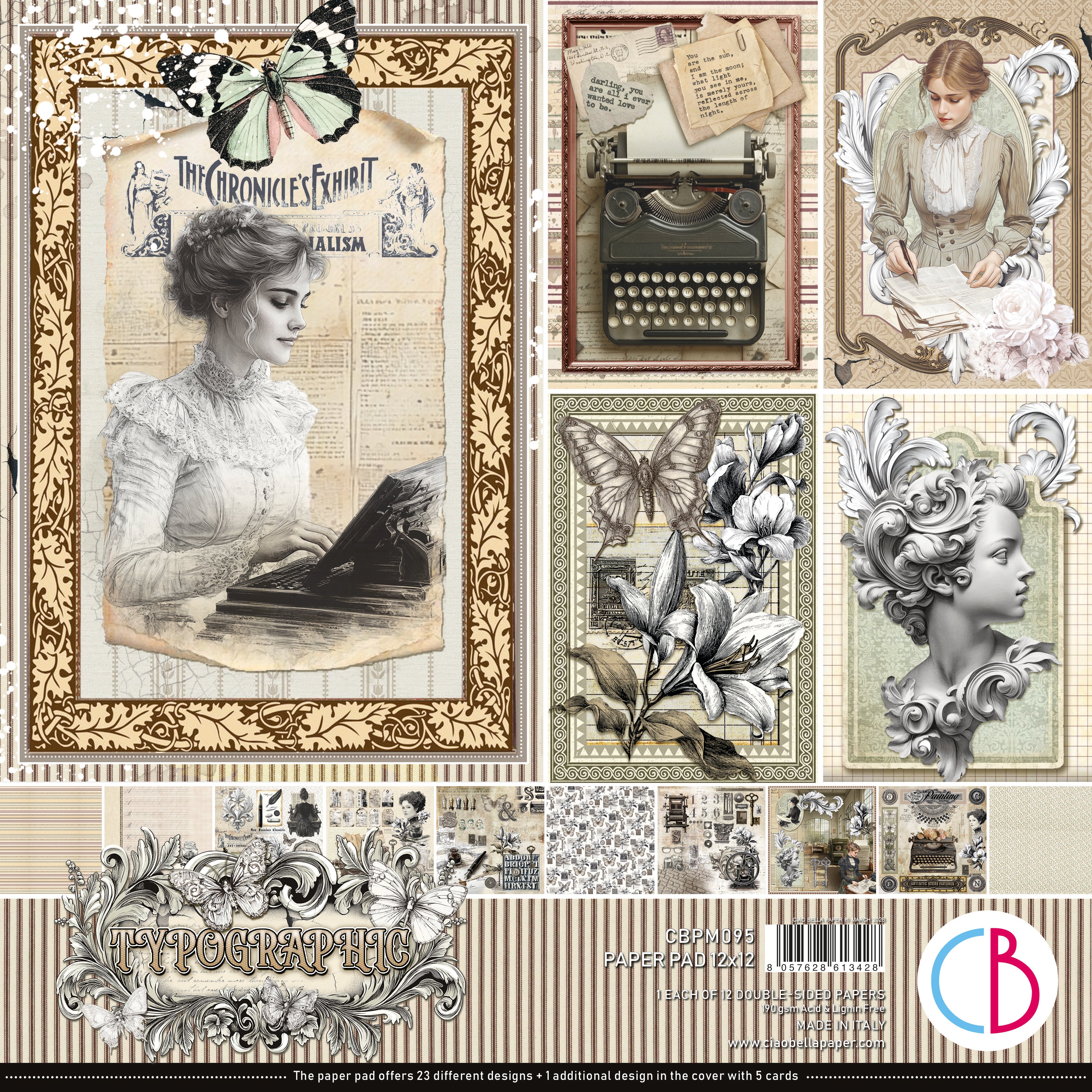 Ciao Bella 12x12 Paper Pad - Typographic