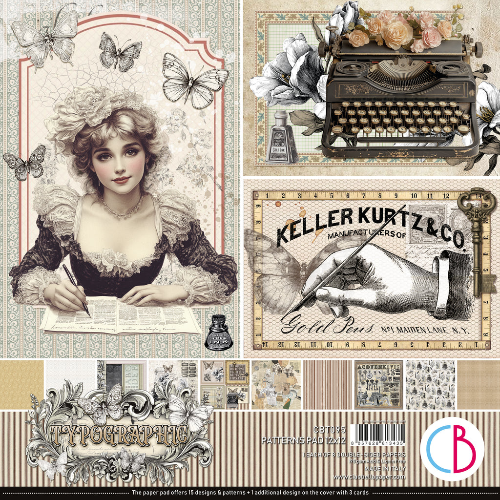 Ciao Bella 12x12 Patterns Paper Pad - Typographic