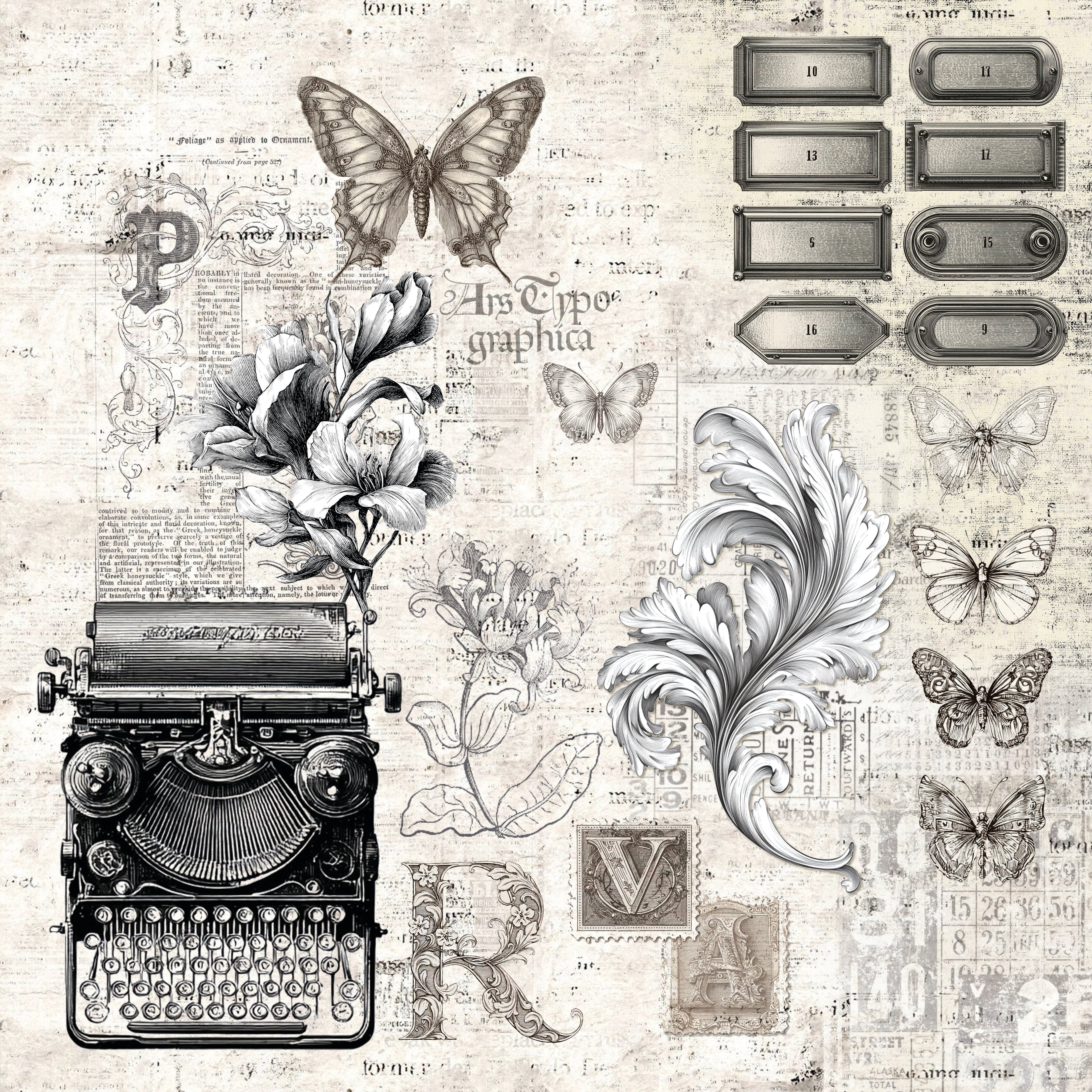 Ciao Bella 12x12 Patterns Paper Pad - Typographic