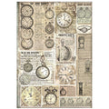 Stamperia Brocante Antiques A4 Rice Paper - Clocks