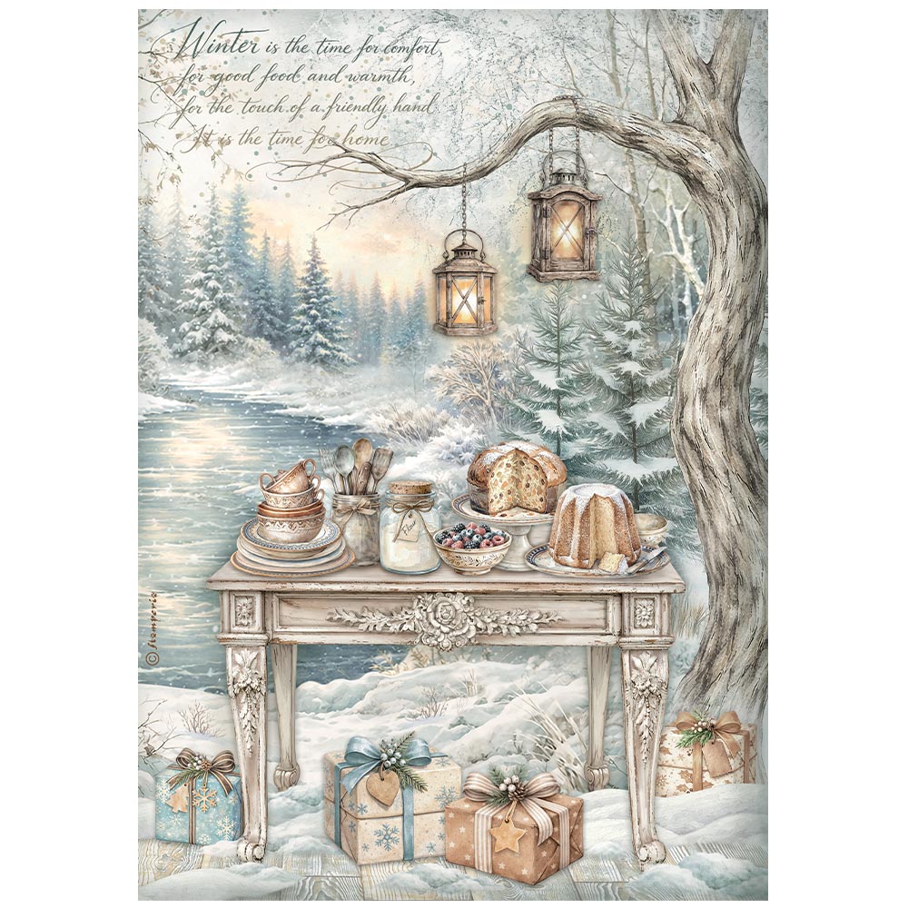 PRE-ORDER Stamperia White Christmas Rice Paper