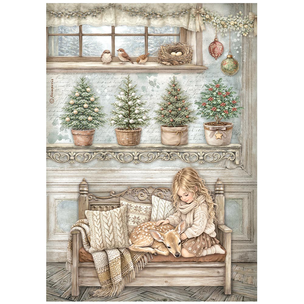 PRE-ORDER Stamperia White Christmas Rice Paper