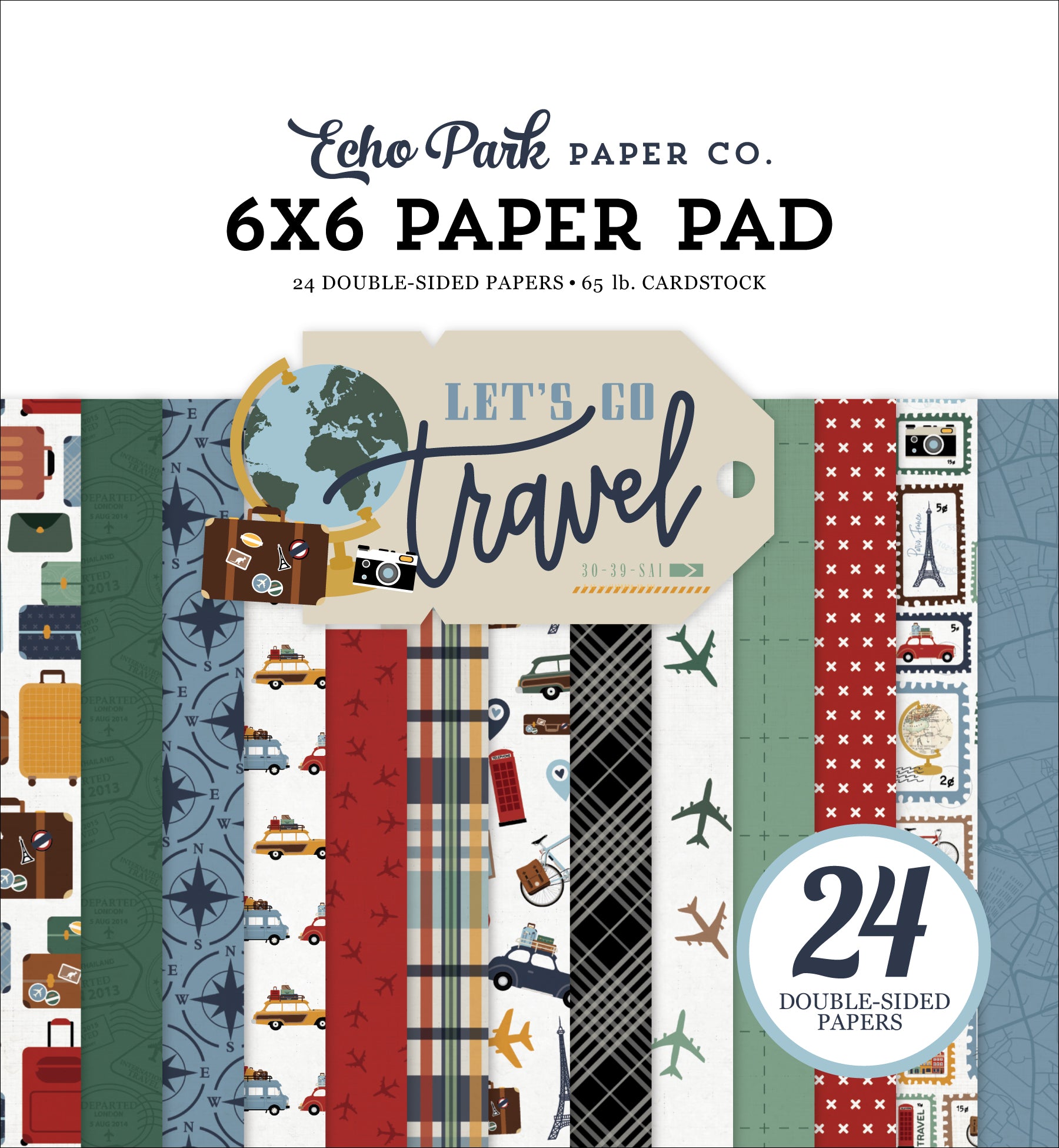 Echo Park 6X6 Paper Pad -  Let's Go Travel