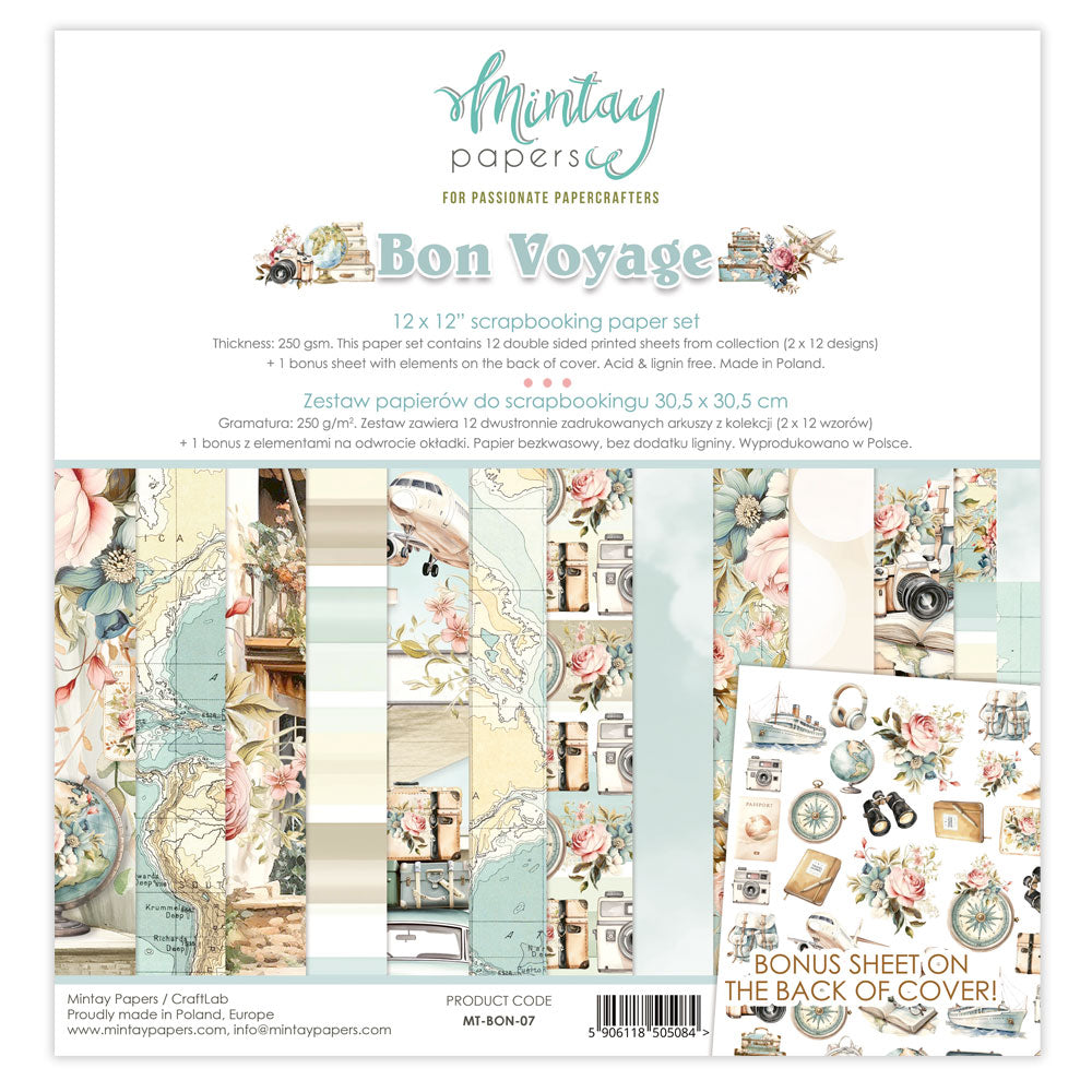 Mintay Papers 12x12 Paper Set - Bon Voyage