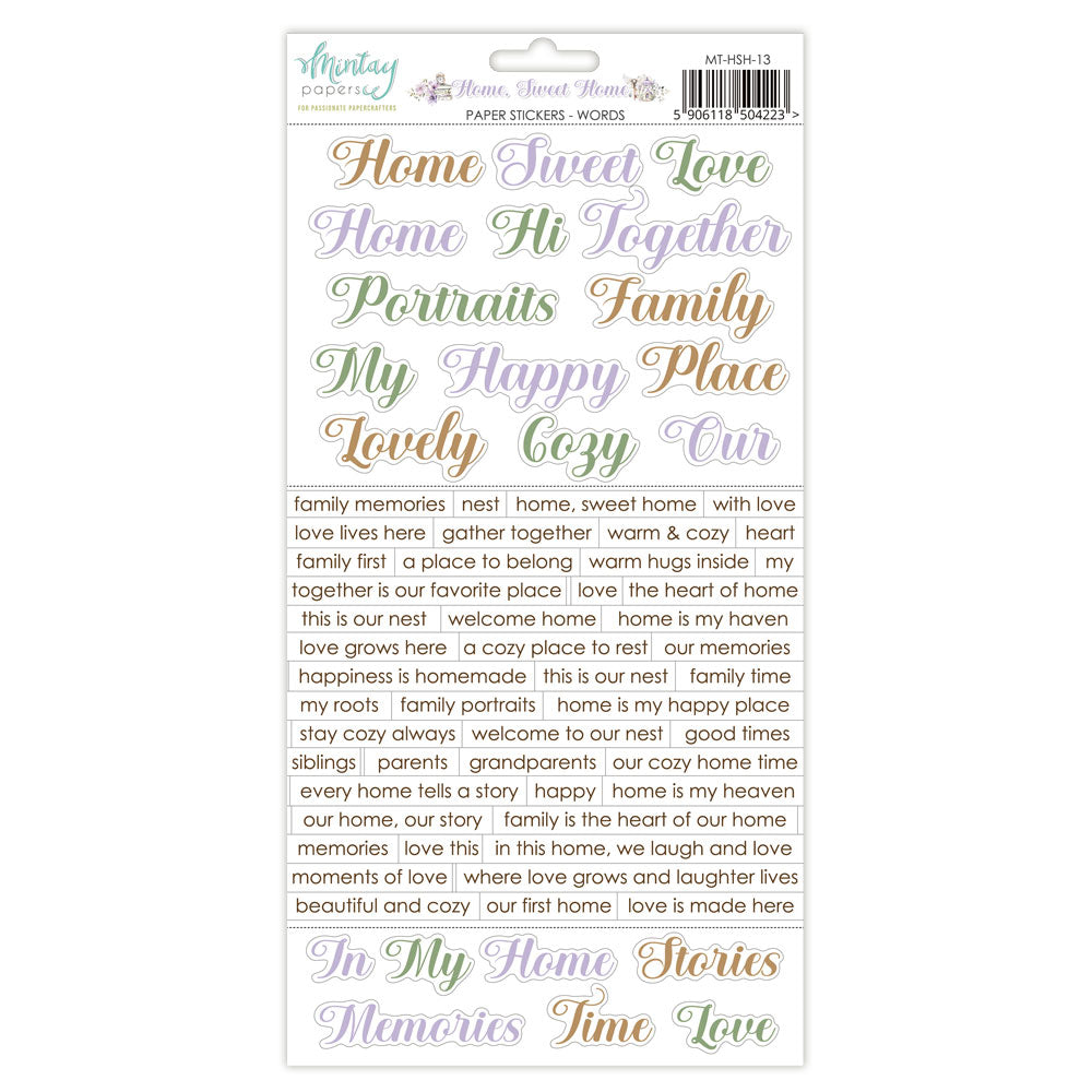 Mintay Papers 6x12 Paper Stickers - Home, Sweet Home Words