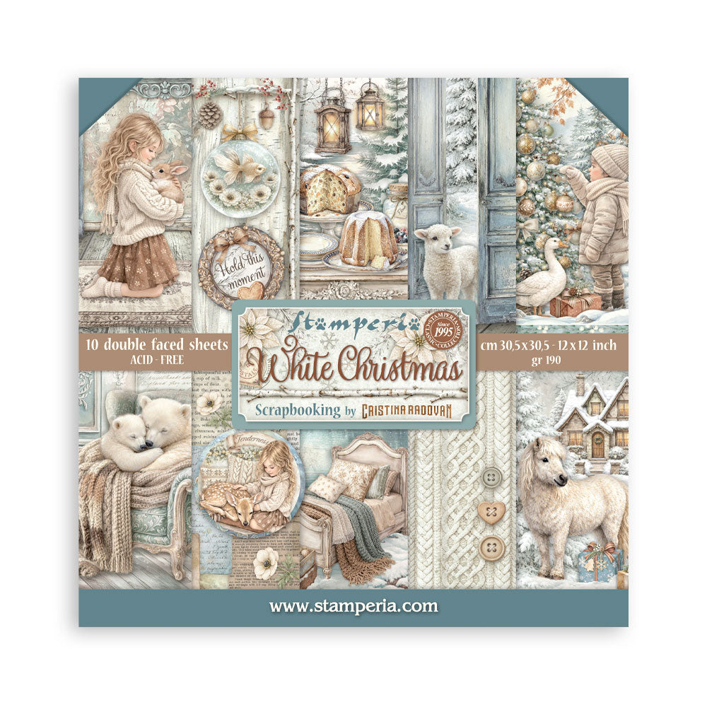 PRE-ORDER Stamperia White Christmas 12x12 Paper Pad