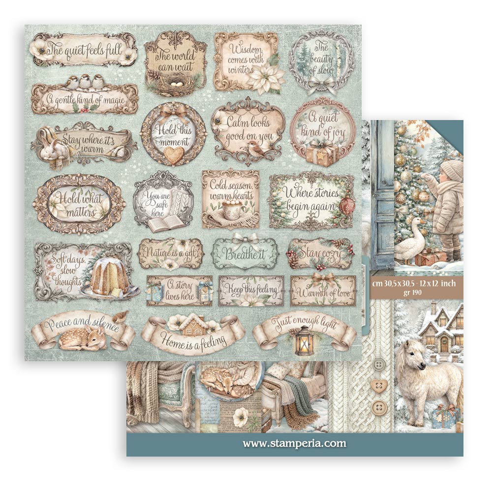 PRE-ORDER Stamperia White Christmas 12x12 Paper Pad