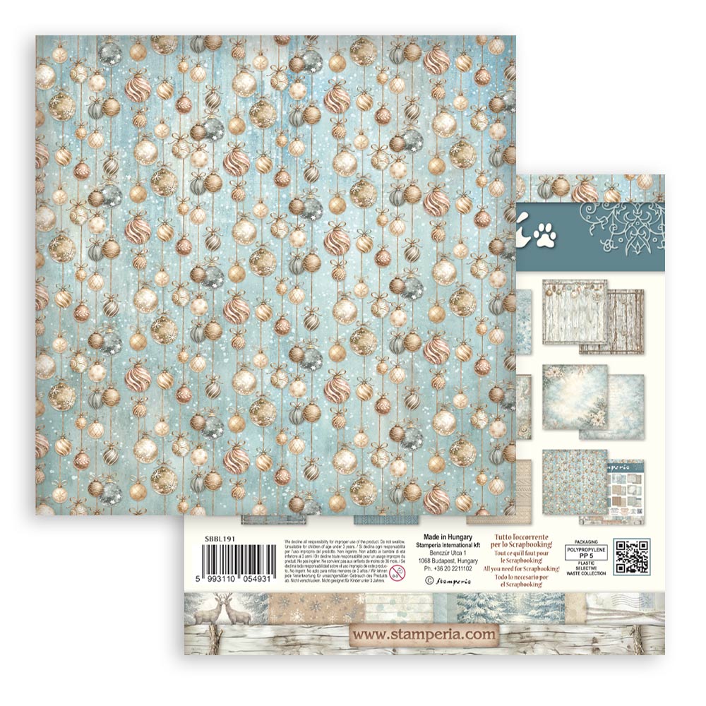 PRE-ORDER Stamperia White Christmas 12x12 Background Paper Pad