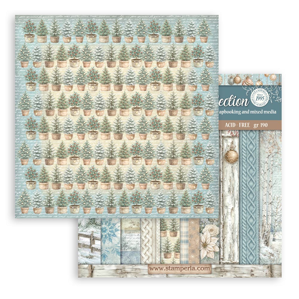 PRE-ORDER Stamperia White Christmas 12x12 Background Paper Pad