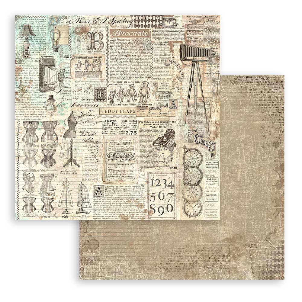 Stamperia Brocante Antiques 8x8 Backgrounds Paper Pad