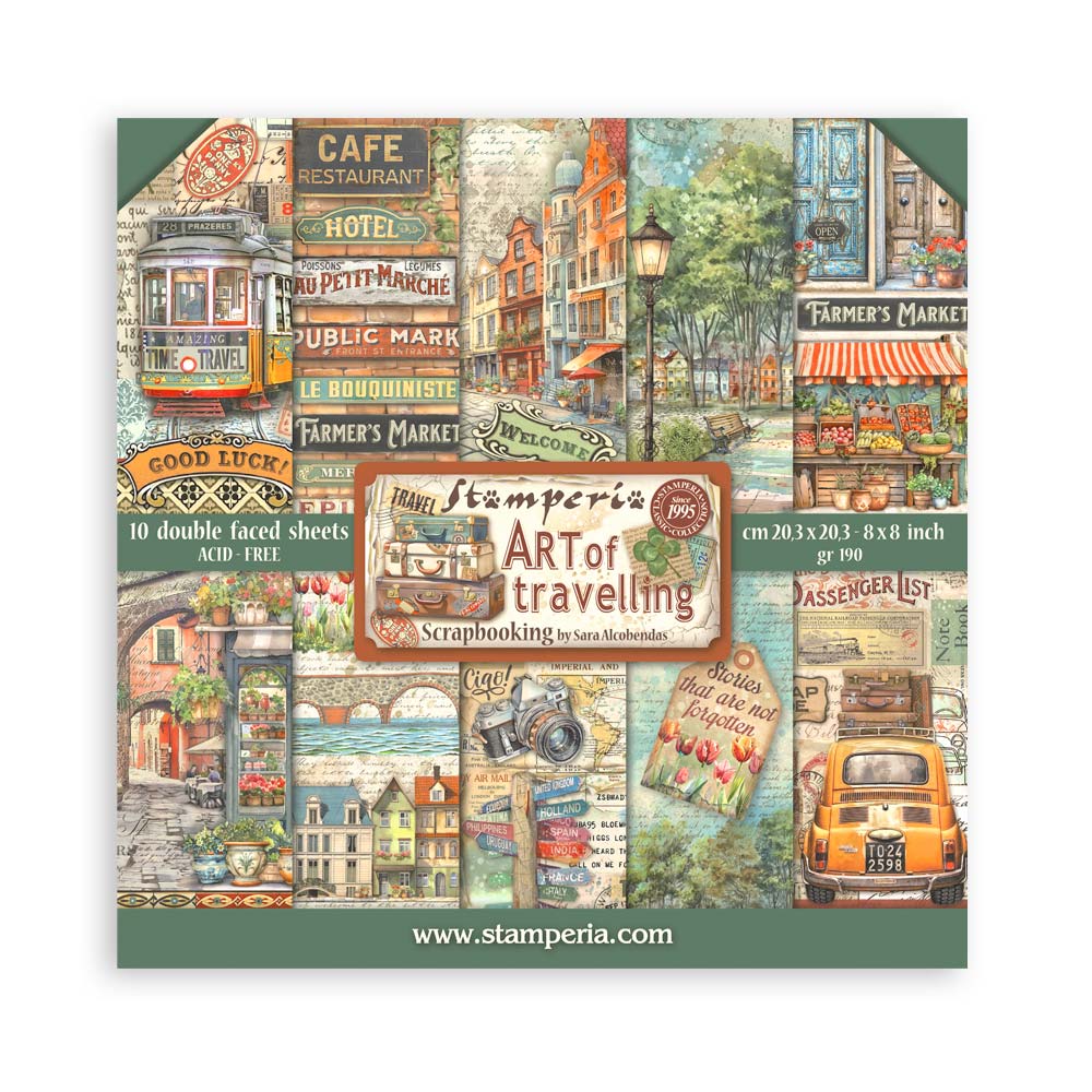 Stamperia Art of Traveling 8x8 Paper Pad