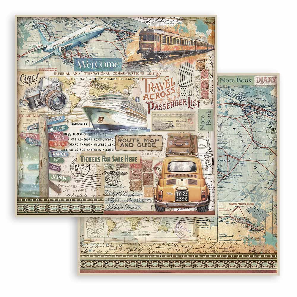 Stamperia Art of Traveling 8x8 Paper Pad