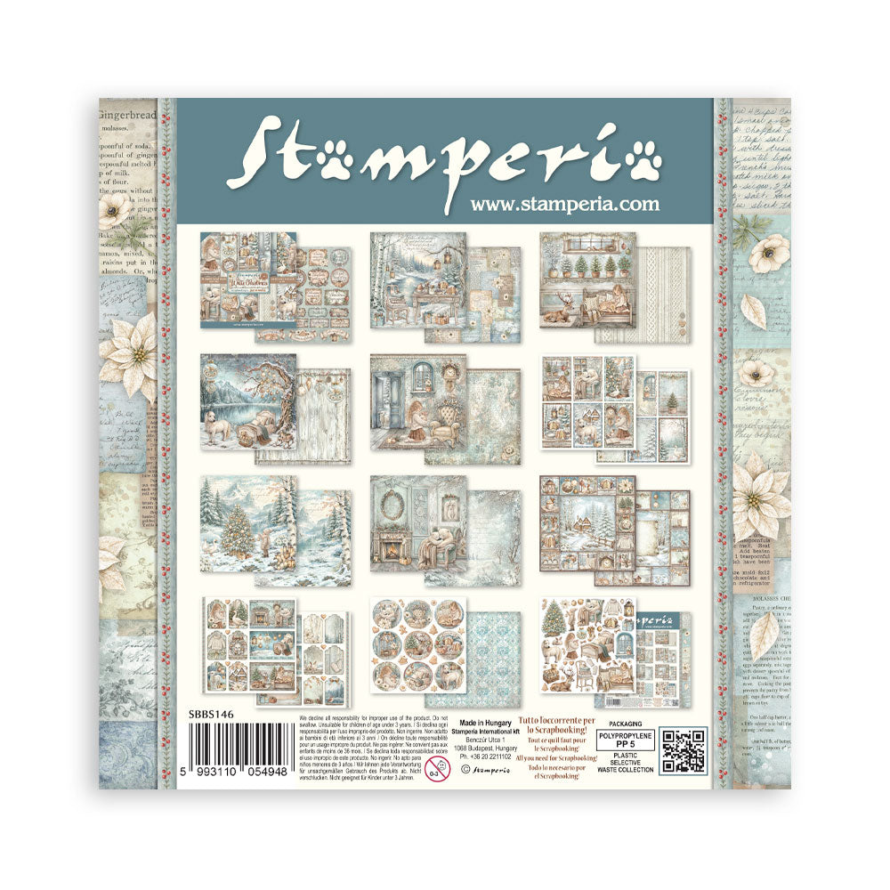 PRE-ORDER Stamperia White Christmas 8x8 Paper Pad