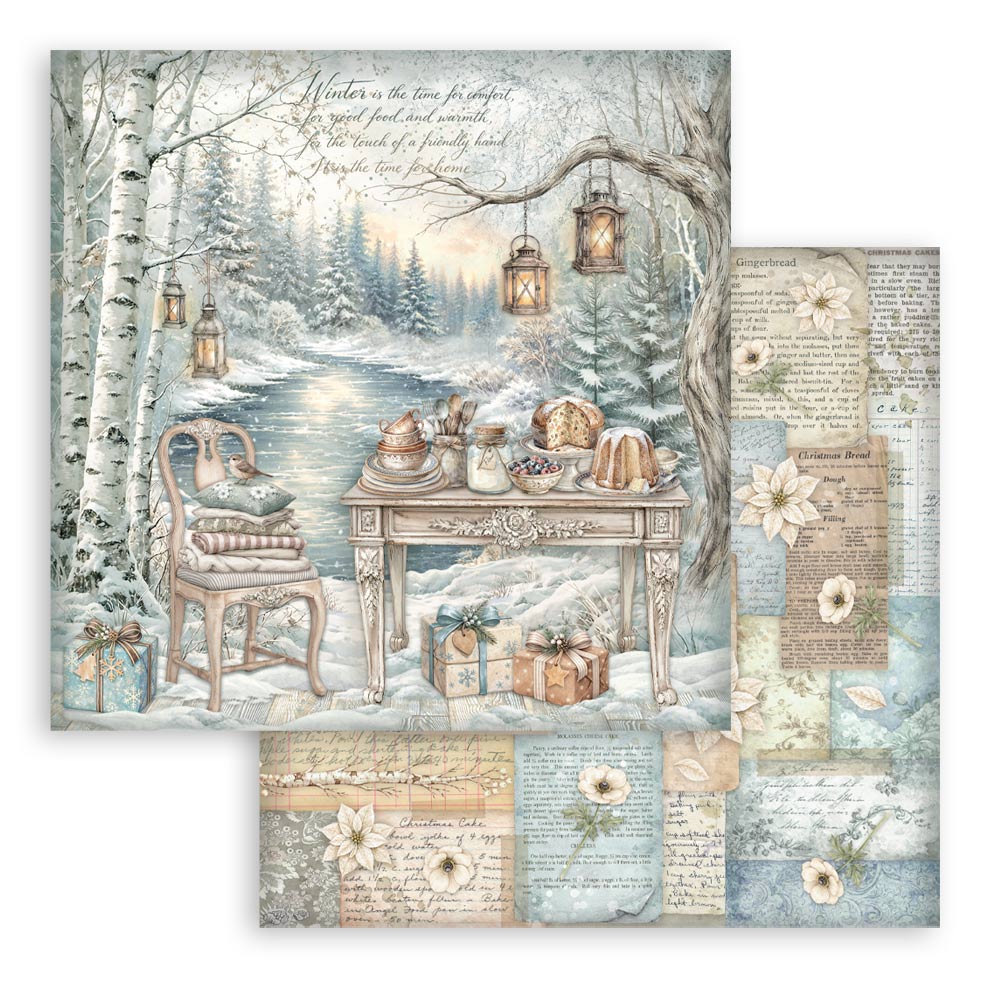 PRE-ORDER Stamperia White Christmas 8x8 Paper Pad