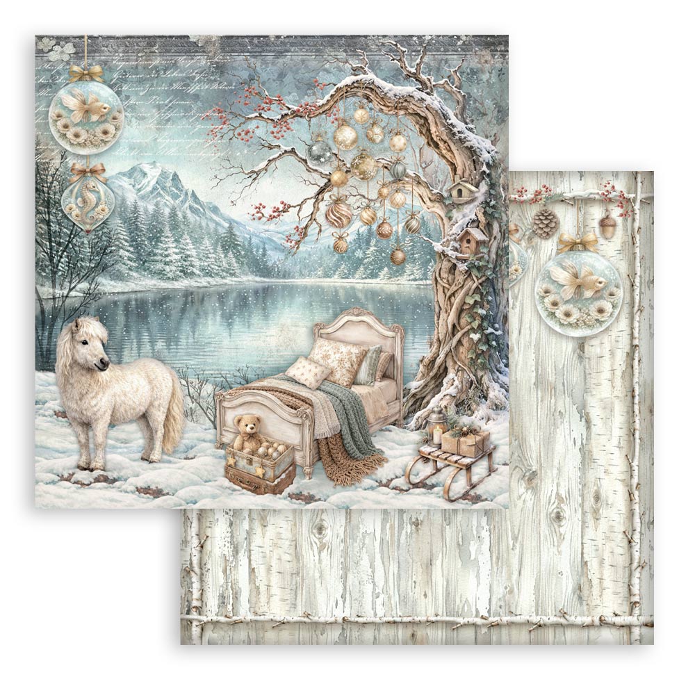 PRE-ORDER Stamperia White Christmas 8x8 Paper Pad