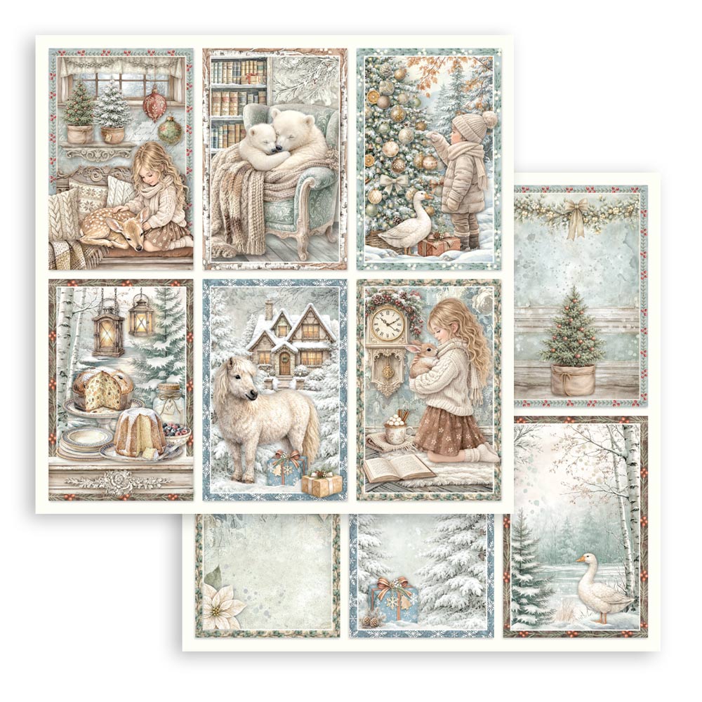 PRE-ORDER Stamperia White Christmas 8x8 Paper Pad