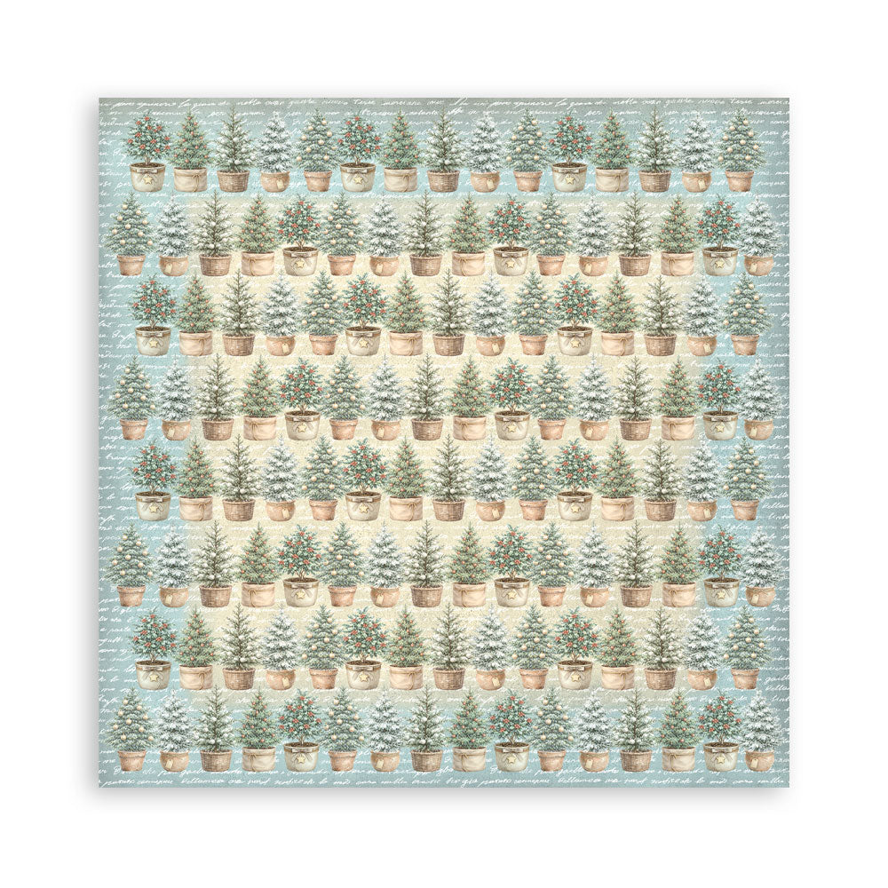 PRE-ORDER Stamperia White Christmas 8x8 Backgrounds Paper Pad