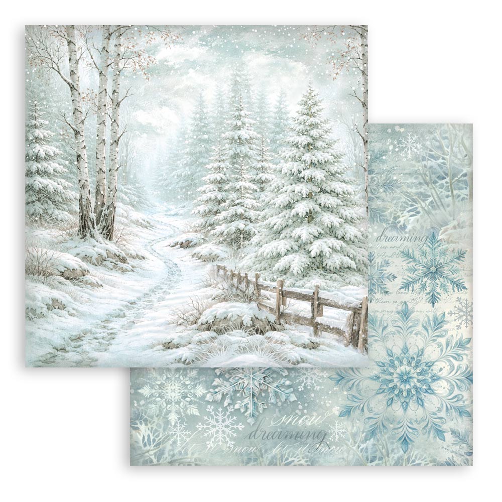 PRE-ORDER Stamperia White Christmas 8x8 Backgrounds Paper Pad