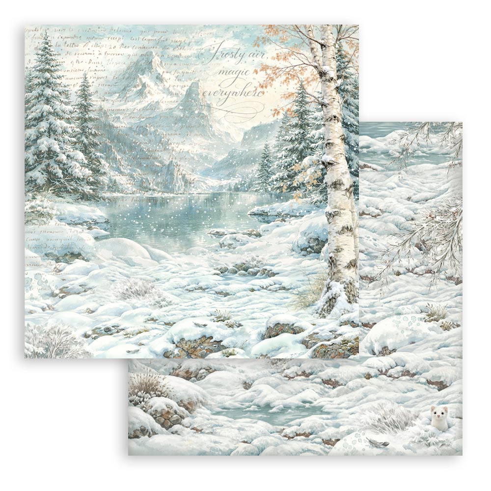 PRE-ORDER Stamperia White Christmas 8x8 Backgrounds Paper Pad