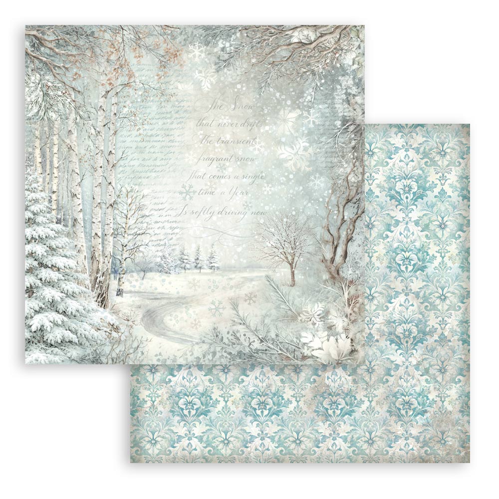 PRE-ORDER Stamperia White Christmas 8x8 Backgrounds Paper Pad