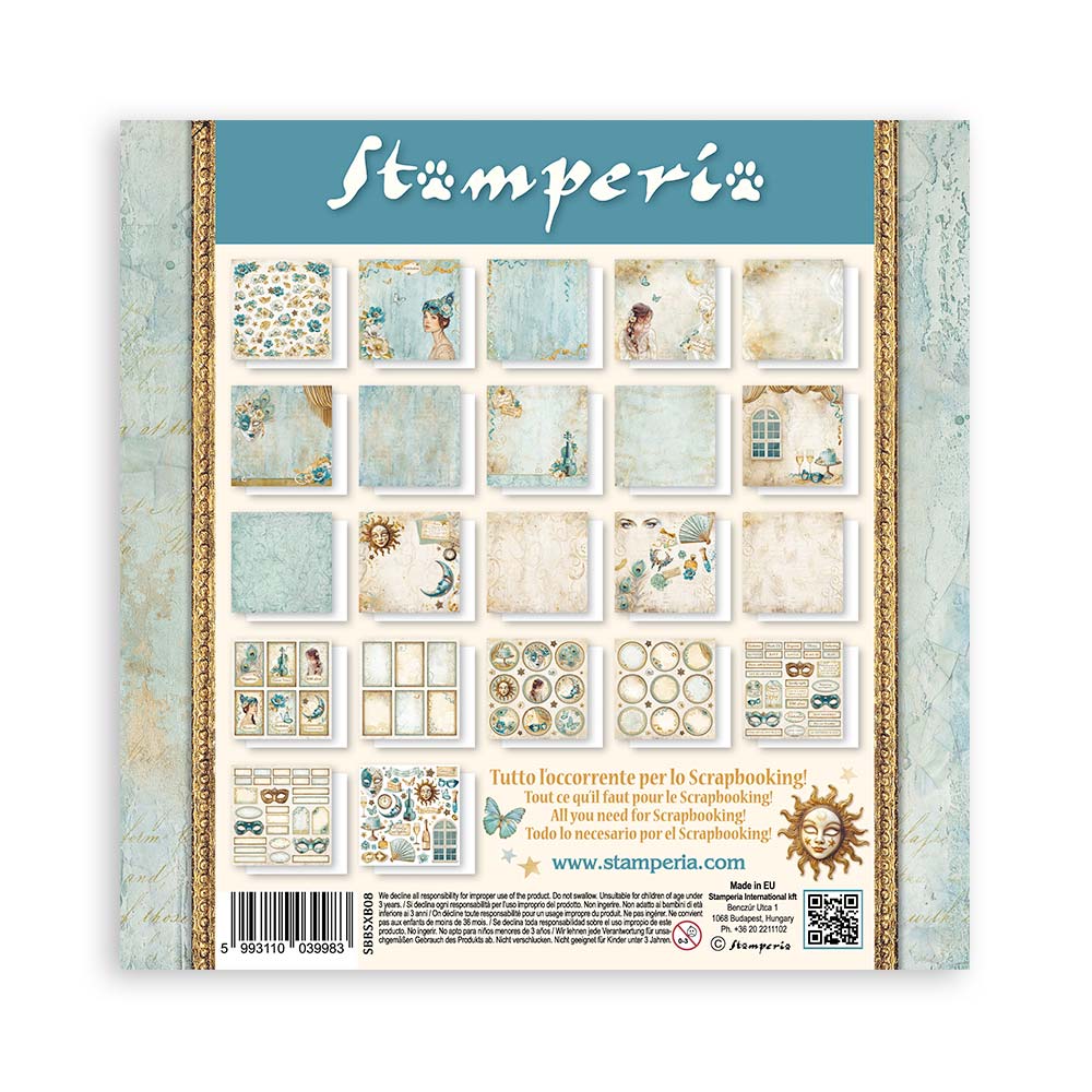 Stamperia Masquerade 8x8 Paper Pad