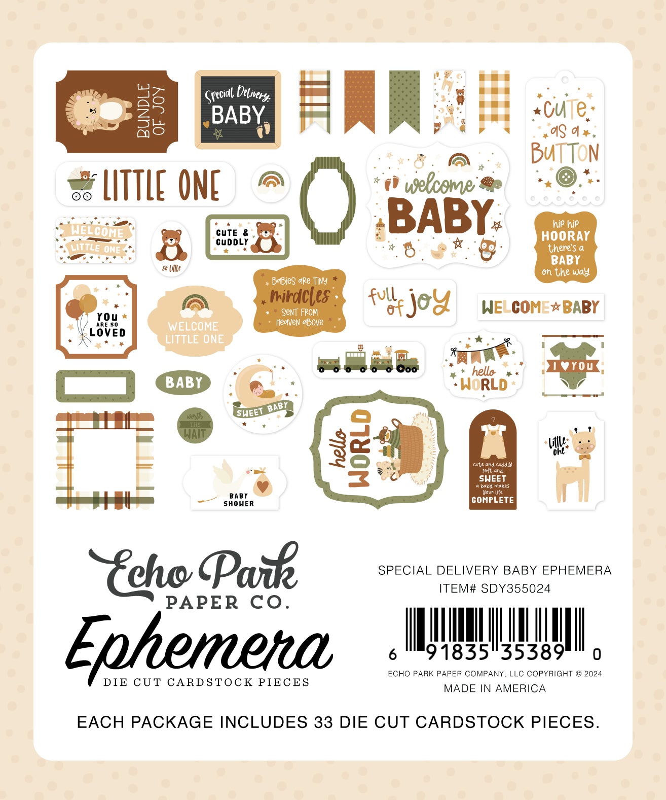 Echo Park Ephemera - Special Delivery Baby