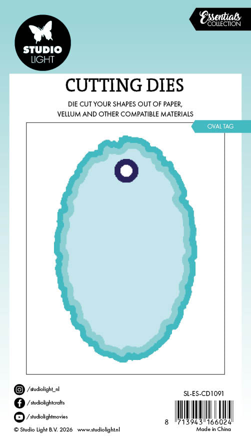 Studio Light Cutting Die Torn Edge Tag Oval Essentials