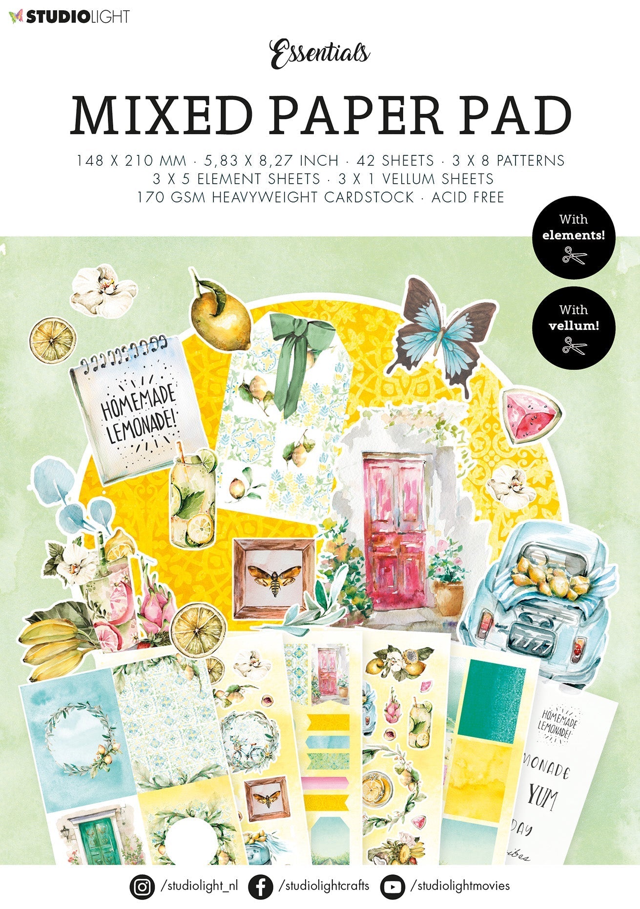 Studio Light Mixed Paper Pad Fresh Citrus Essentials