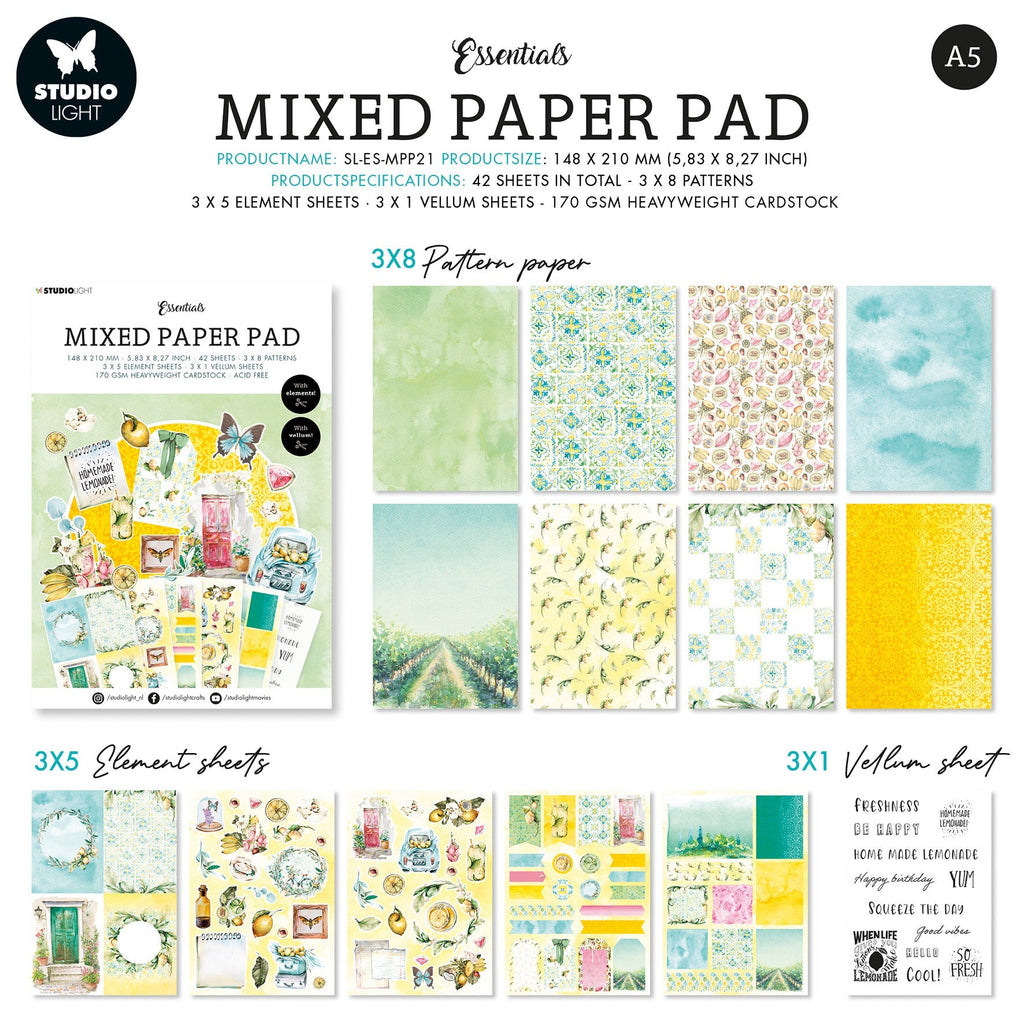 Studio Light Mixed Paper Pad Fresh Citrus Essentials
