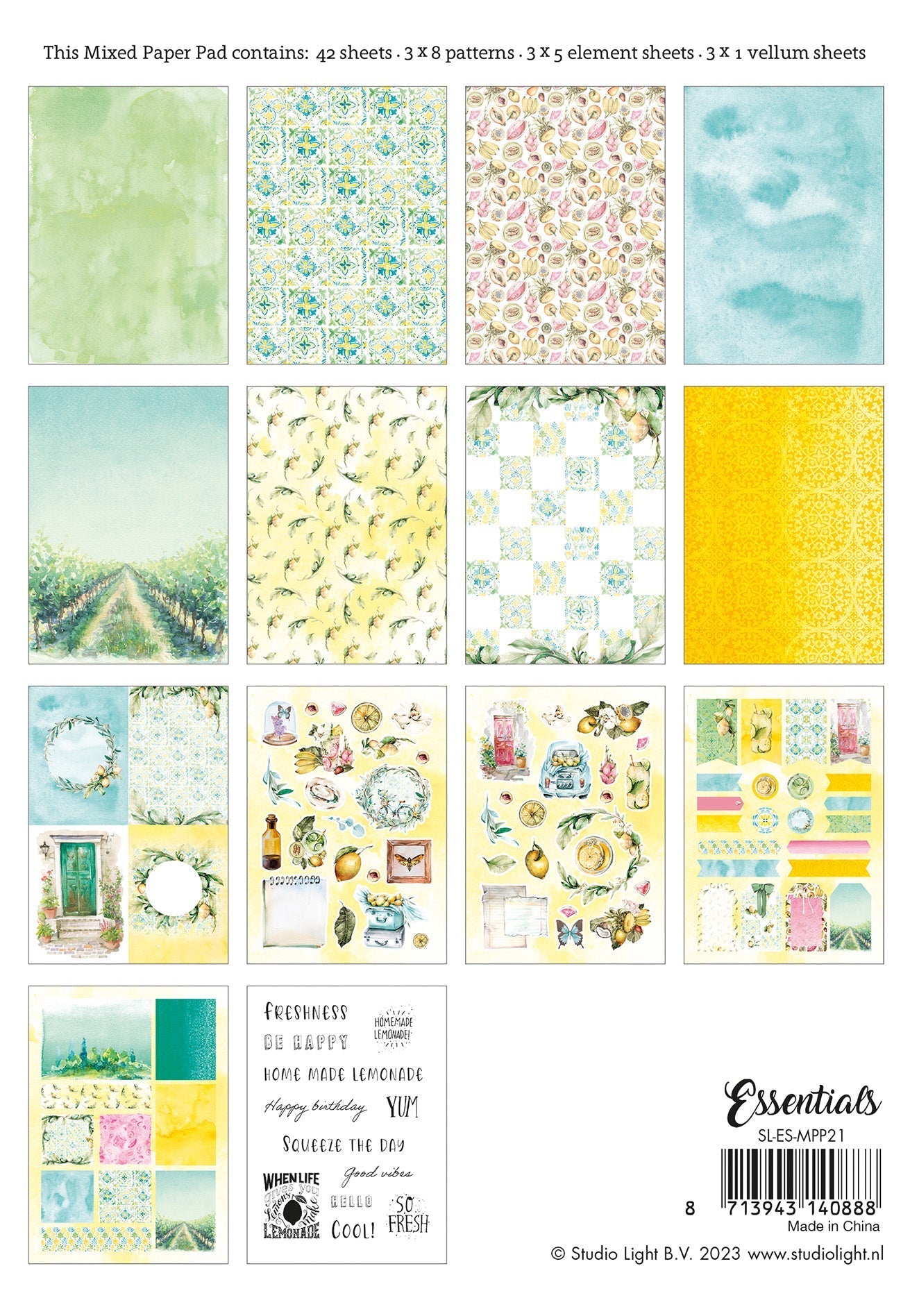 Studio Light Mixed Paper Pad Fresh Citrus Essentials