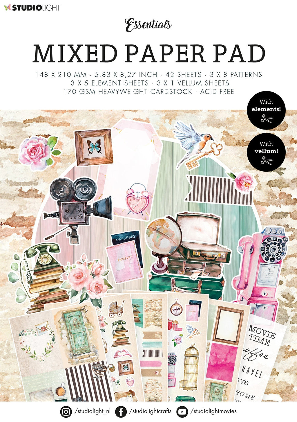Studio Light Mixed Paper Pad Lovely Vintage Essentials