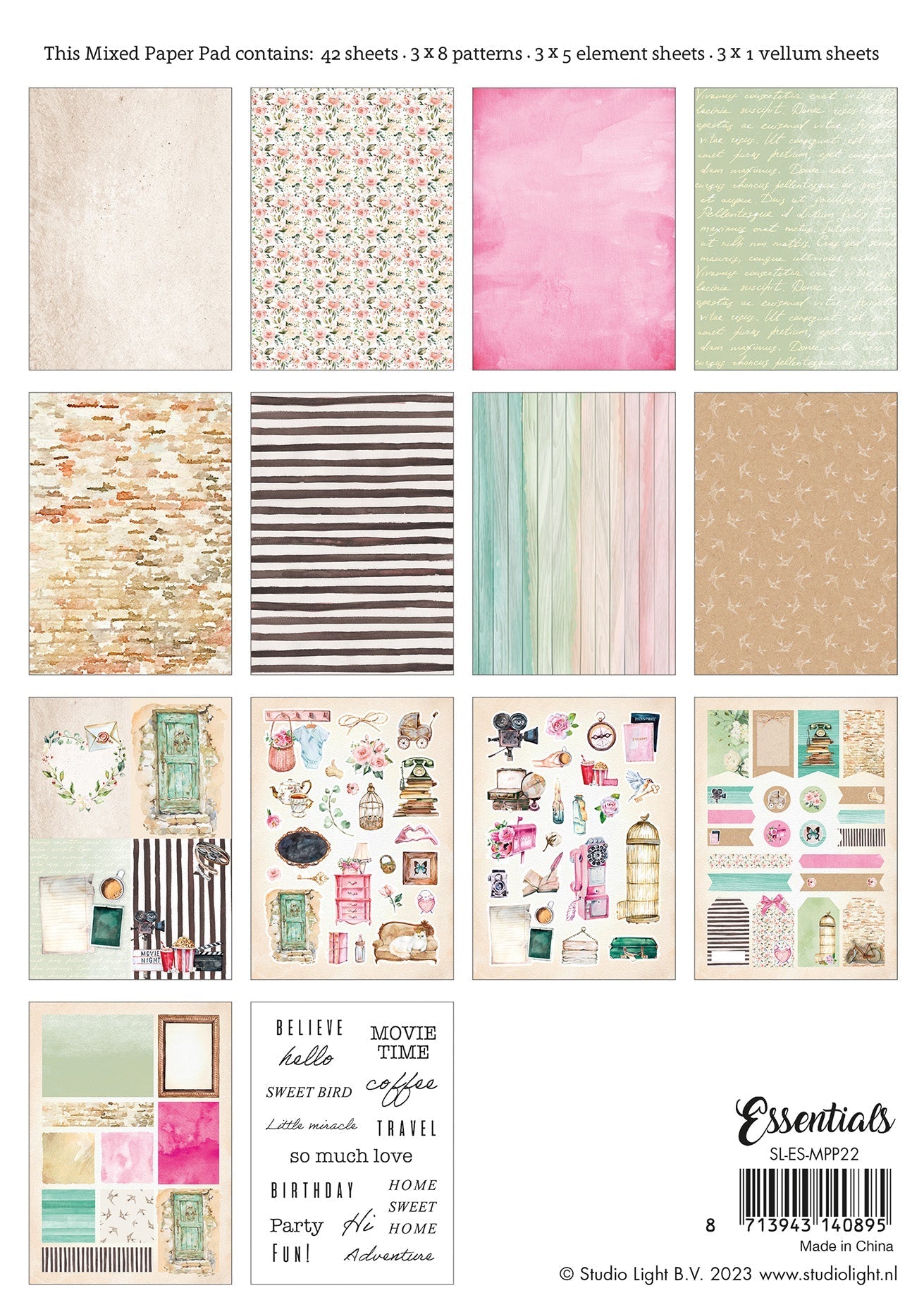 Studio Light Mixed Paper Pad Lovely Vintage Essentials