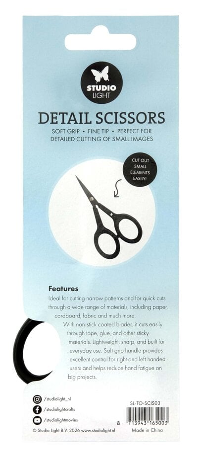 Studio Light Detail Scissors Soft Grip Fine Tip, Non Stick
