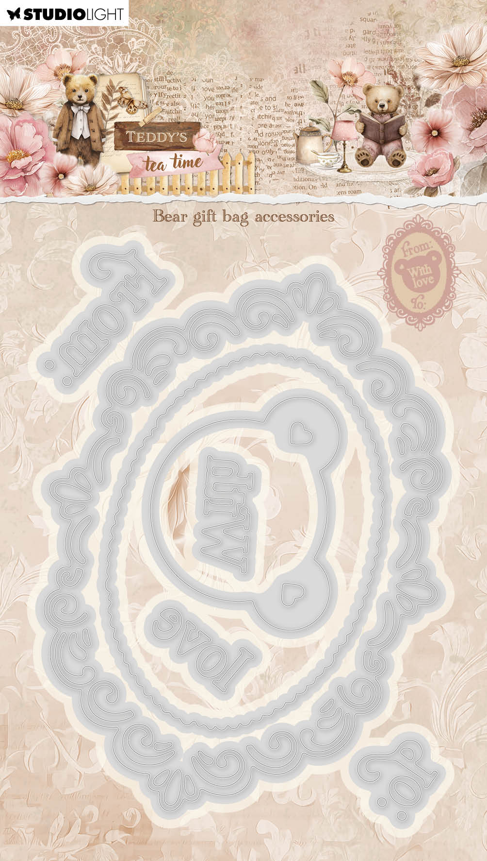Studio Light Cutting Die Bear Gift Bag Accessories Teddy's Tea Time