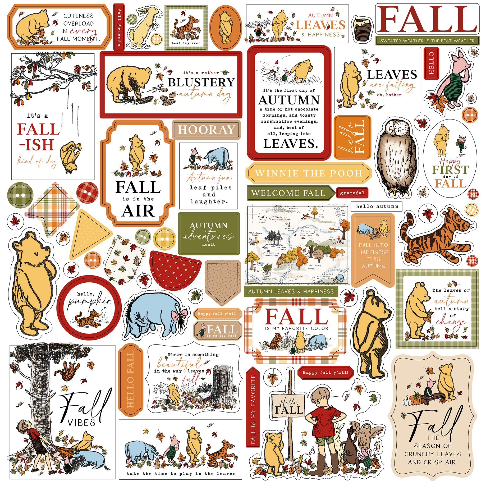 Echo Park Winnie the Pooh Autumn Element Sticker Sheet